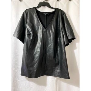 Eloquii Faux Leather V-Neck Top